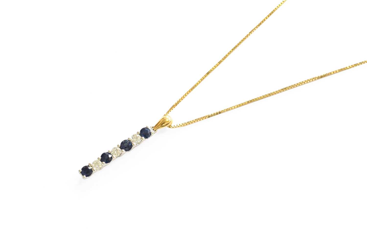 Lot 41 - A Sapphire and Diamond Pendant on Chain, four...