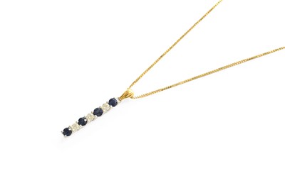 Lot 41 - A Sapphire and Diamond Pendant on Chain, four...