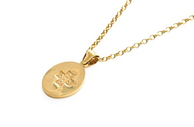 Lot 57 - A 9 Carat Gold Oval Pendant on Chain, pendant...