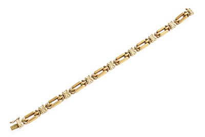 Lot 1 - A 9 Carat Bi-Colour Gold Fancy Link Bracelet,...