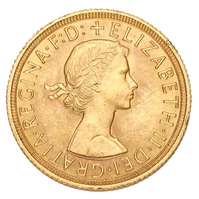 Lot 196 - Elizabeth II, Sovereign 1958; about...