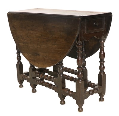 Lot 1341 - A Late 17th Century Oak Gateleg Dining Table,...