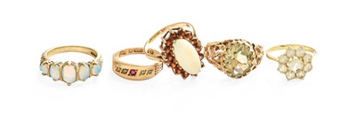 Lot 63 - Five Dress Rings, comprising of a 9 carat gold...