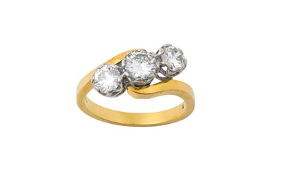 Lot 2157 - An 18 Carat Gold Diamond Three Stone Twist...