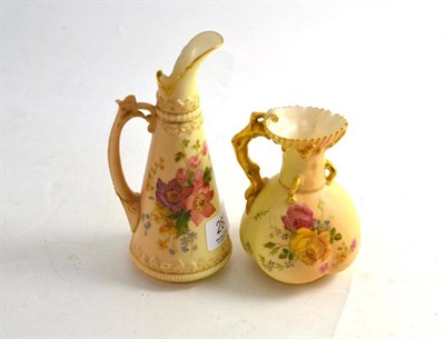 Lot 283 - A conical ewer, 16cm; and a lobed globular ewer, 11cm