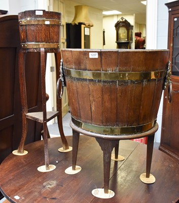 Lot 1237 - A Large Coopered Oak Planter with Twin Handles,...