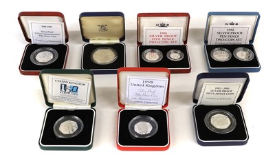 Lot 300 - Assorted Royal Mint Silver Proof Coins, 9...