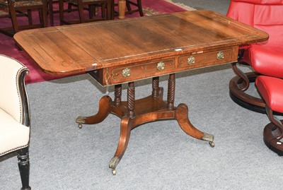 Lot 1167 - A Regency Brass Inlaid Rosewood Drop Leaf Sofa...