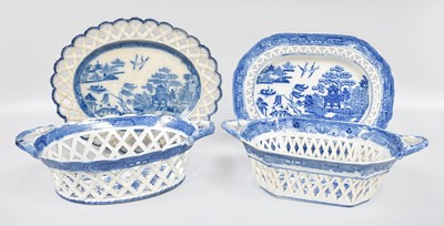 Lot 239 - Two Spode Pearlware Chestnut Baskets on Stands