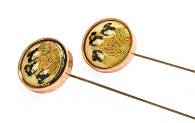 Lot 69 - A Cased Pair of Hatpins, the terminals set...