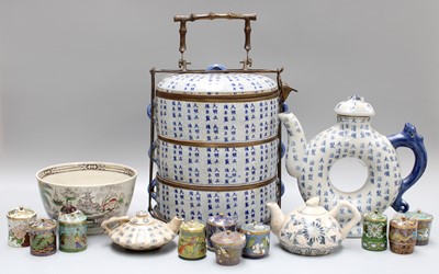 Lot 197 - A Chinese Porcelain Food Carrier, coffee pot,...