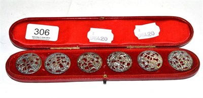 Lot 306 - Set of six silver cased buttons