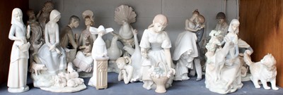 Lot 181 - Ten Lladro Figures, and a small group of other...
