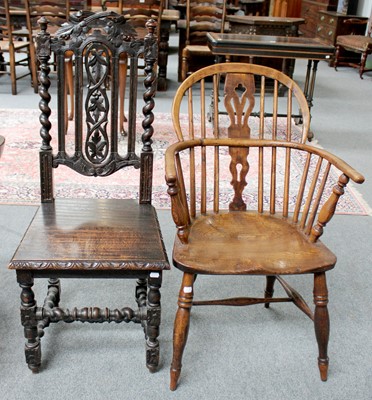 Lot 1206 - A Elm Windsor Chair; together with a Victorian...