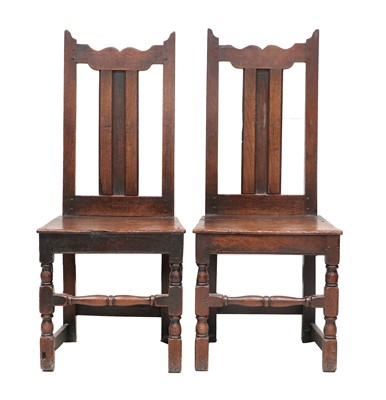 Lot 724 - A Pair of Joined Oak Back Stool, circa 1720,...