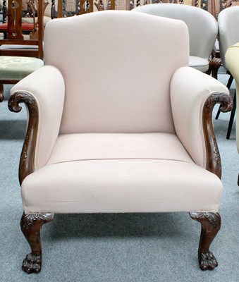 Lot 1216 - A Mahogany Framed Low Armchair, with eagle...