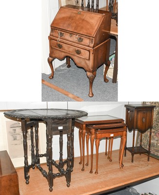 Lot 1131 - A 20th Century Walnut Bureau, an oak drop leaf...