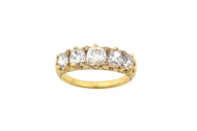 Lot 2238 - A Diamond Five Stone Ring the graduated old...