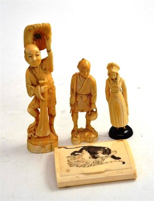 Lot 335 - A collection of pre 1947 ivory carvings