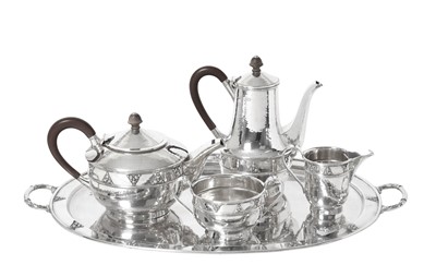 Lot A Four-Piece George VI Silver Tea and Coffee-Service With a Tray En Suite