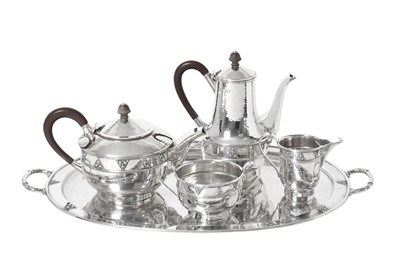 Lot 2114 - A Four-Piece George VI Silver Tea and Coffee-Service With a Tray En Suite