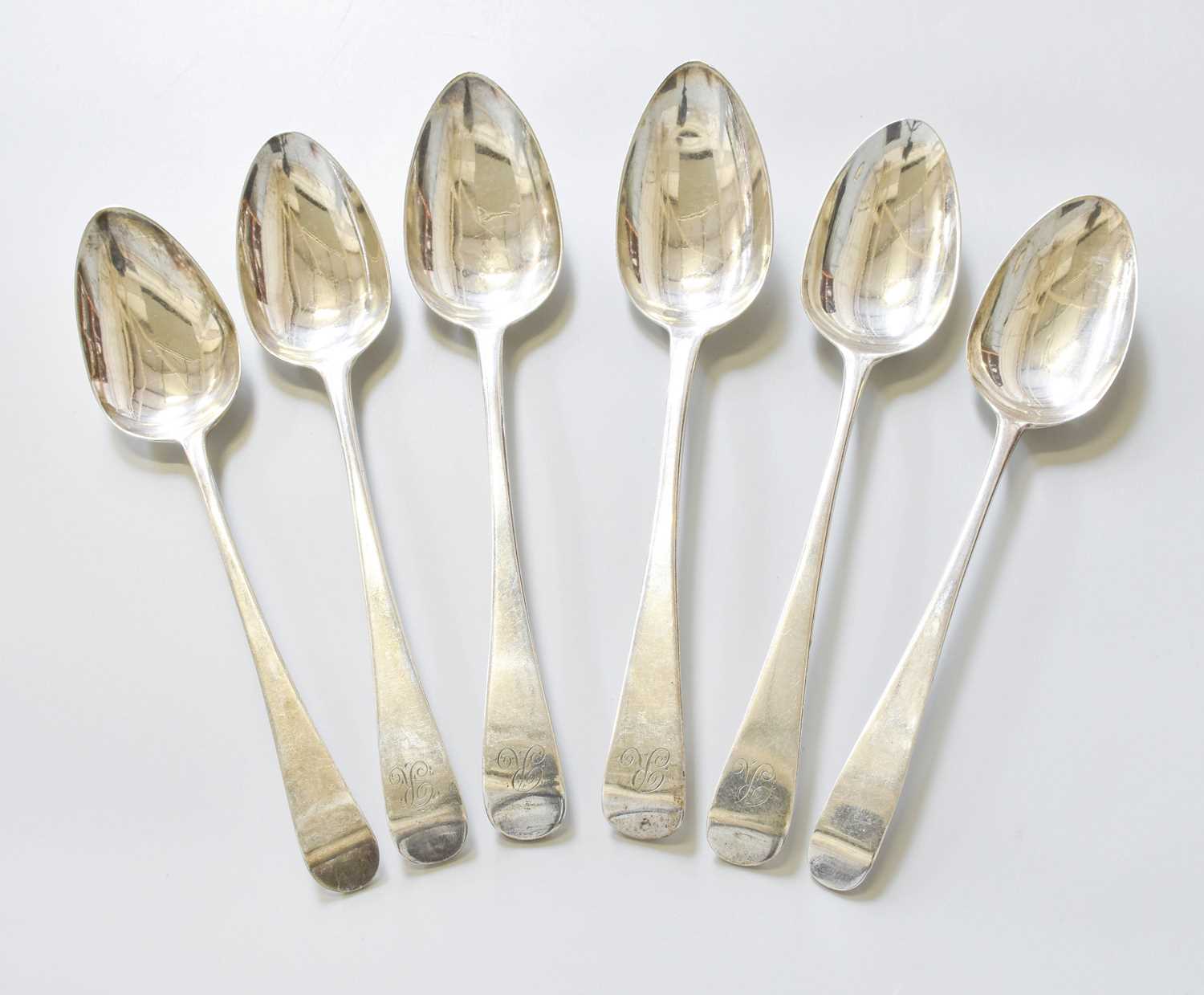 Lot 58 - Six George III and Later Silver Table-Spoons,...