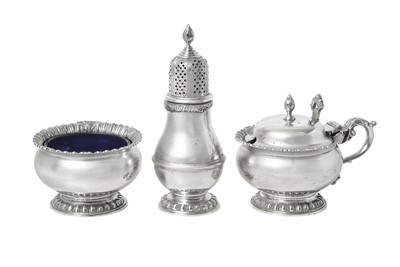 Lot 2362 - A Three-Piece Elizabeth II Silver Condiment-Set