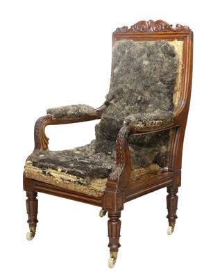 Lot 1322 - A Victorian Carved Mahogany Open Armchair, 3rd...