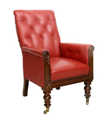 Lot 864 - A William IV Carved Mahogany Library Armchair,...