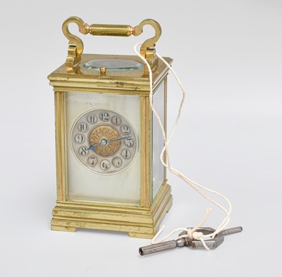 Lot 144 - A Brass Striking and Repeating Carriage Clock,...
