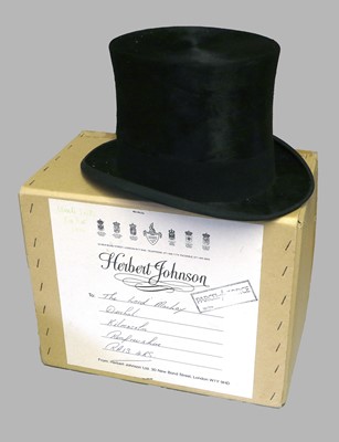 Lot 2164 - Lock & Co Black Silk Top Hat, initialled 'JSM'...