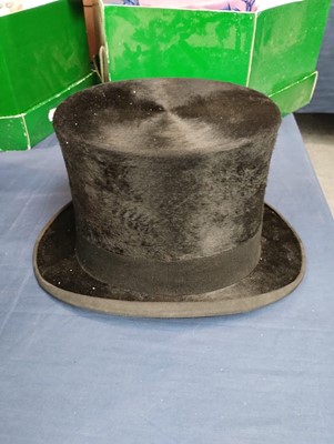 Lot 2164 - Lock & Co Black Silk Top Hat, initialled 'JSM'...