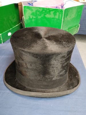 Lot 2164 - Lock & Co Black Silk Top Hat, initialled 'JSM'...