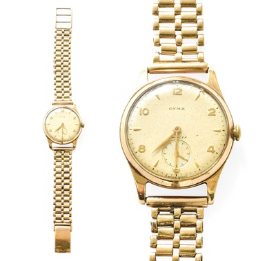 Lot 367 - A 9 Carat Gold Cyma Wristwatch