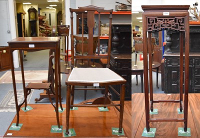 Lot 1245 - A Chinese Hardwood Plant Stand, 32cm by 92cm,...