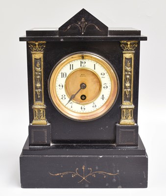 Lot 267 - A Victorian Black Slate Mantel Timepiece,...