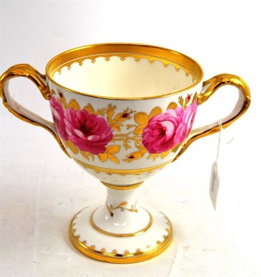 Lot 354 - Cauldon rose-painted loving cup