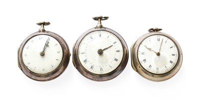 Lot 357 - Three Silver Verge Pair Cased Pocket Watches,...