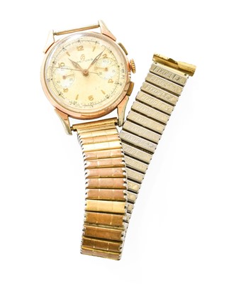 Lot 373 - A Gold Plated Chronograph Wristwatch, signed...