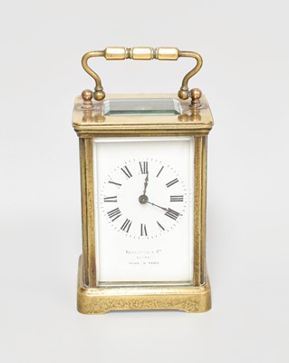 Lot 370 - A Brass Carriage Timepiece, circa 1900,...