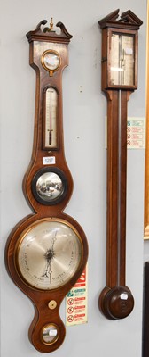 Lot 1297 - A Mahogany Stick Barometer, single silvered...