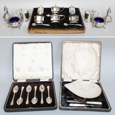 Lot 145 - A Cased Silver Condiment-Set, comprising a...