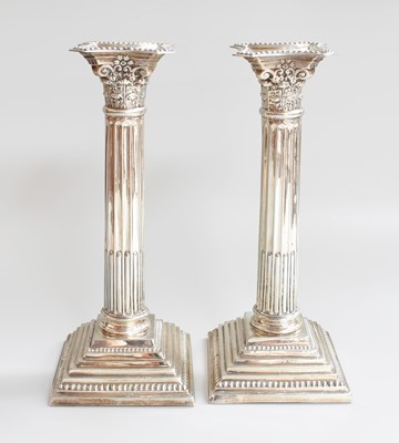 Lot 24 - A Pair of George V Silver Candlesticks, by...