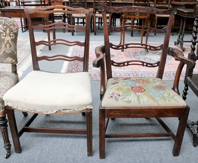 Lot 1273 - A Georgian Mahogany Ladder Back Side Chair,...