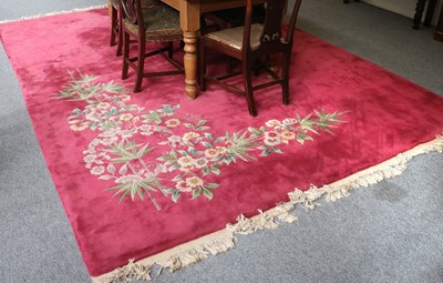 Lot 1253 - Chinese Carpet of Art Deco Design, the cerise...