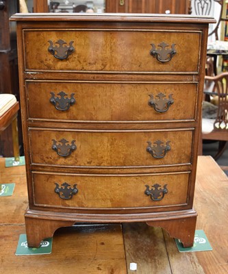 Lot 1280 - A Pair of Reproduction Burr Walnut Bedside...