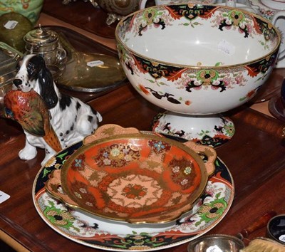 Lot 371 - A Doulton figure - spaniel and pheasant, Doulton fruit bowl and plate, Noritaki plate