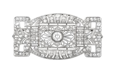 Lot 2284 - A Diamond Brooch the openwork geometric plaque...