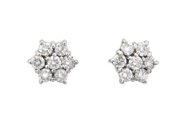 Lot 2185 - A Pair of 18 Carat Gold Diamond Cluster...