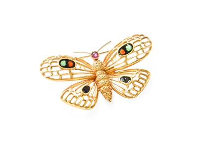 Lot 333 - An Enamel Butterfly Brooch, with applied...